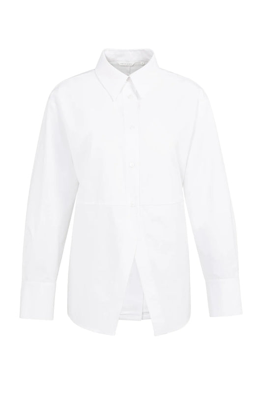 A-line poplin blouse with front slit detail
