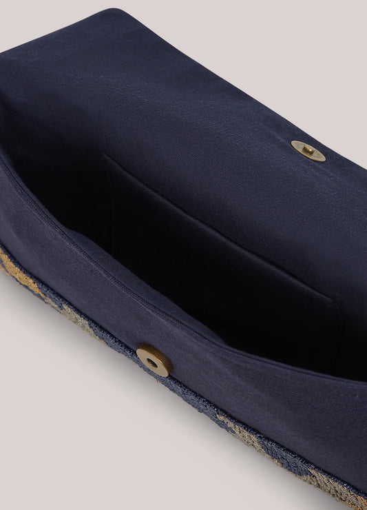 Blue Beaded clutch bag