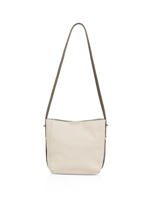 Leather shoulder bag with detachable inner pouch