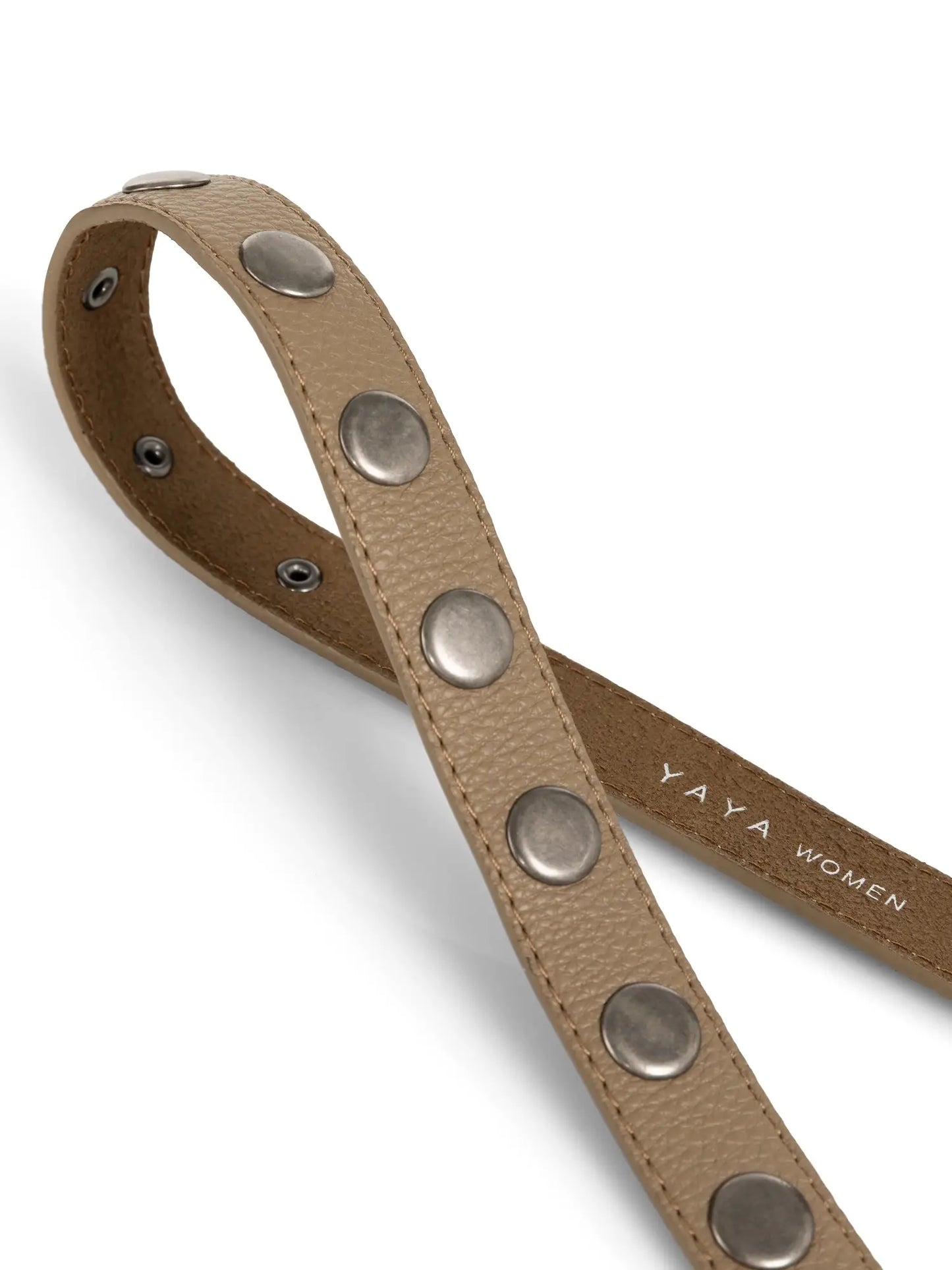 Studded leather belt with silver buckle