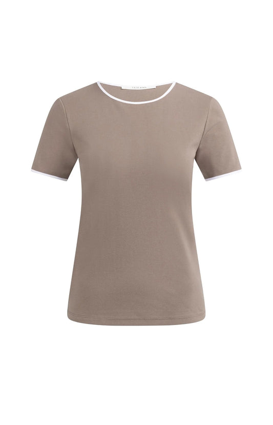 T-shirt with contrasting trim and round neck