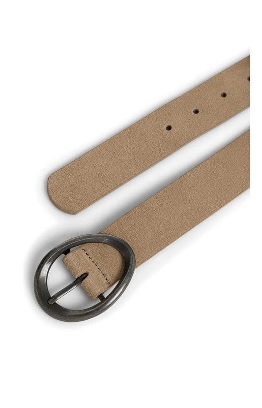 Thin suede belt with metal buckle