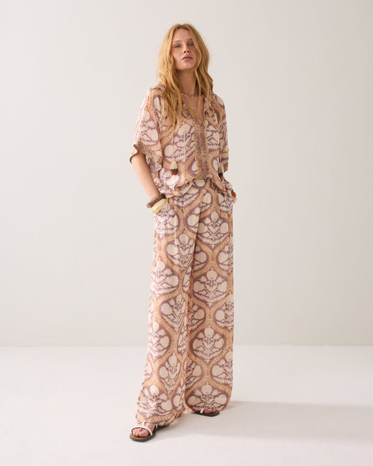 Summum Art Deco Print Trousers.