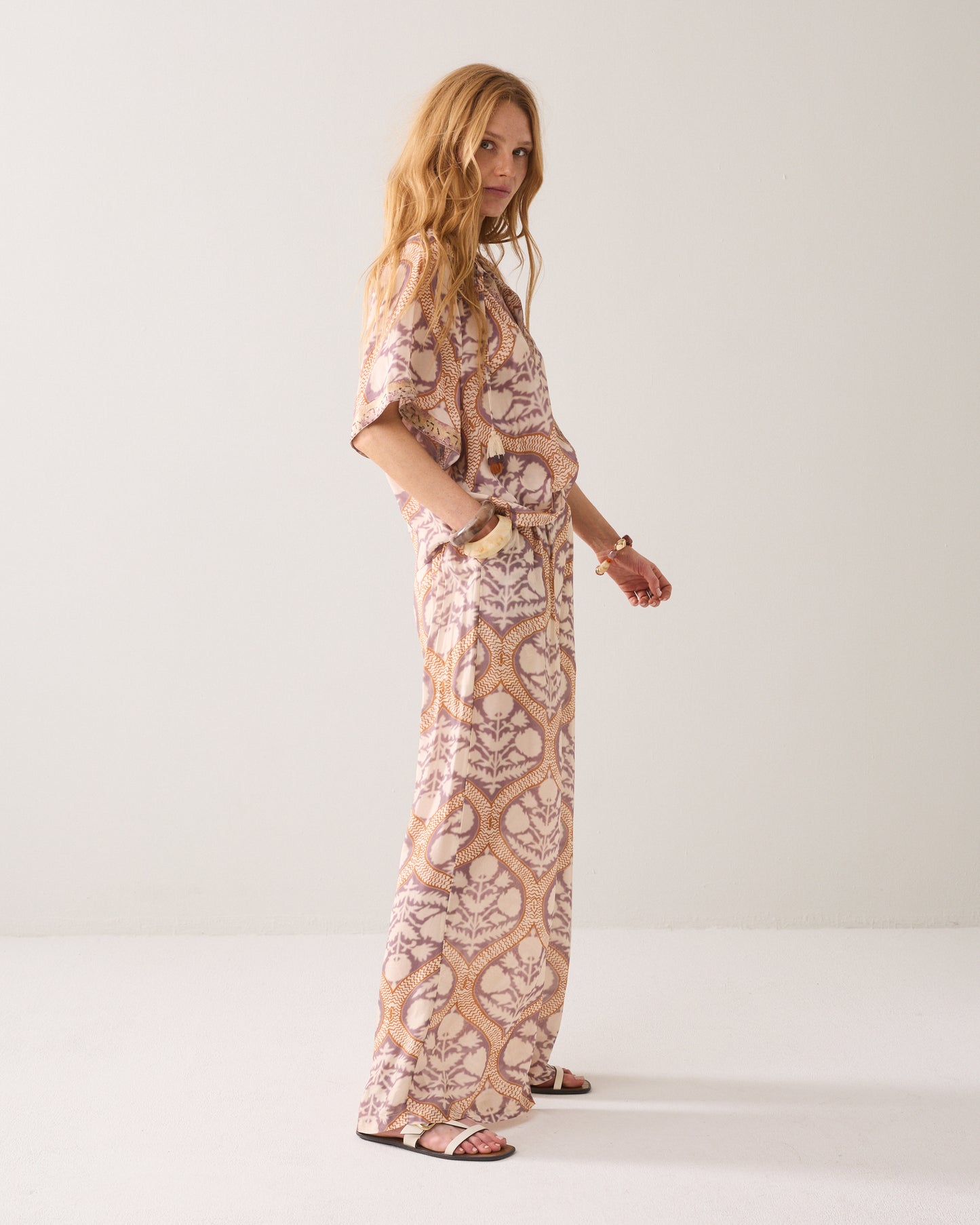 Summum Art Deco Print Trousers.