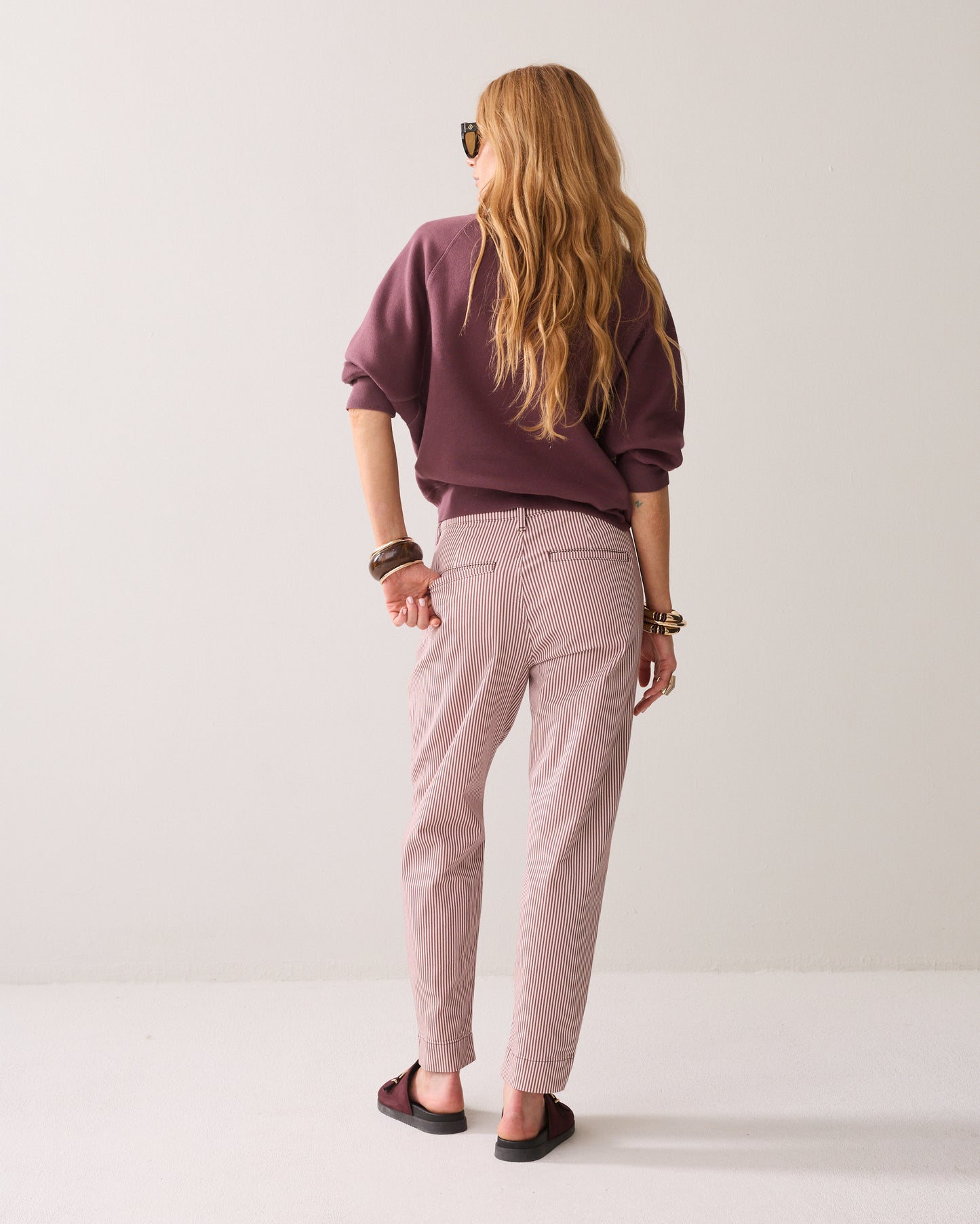 Summum chino pant. Printed stipe twill.