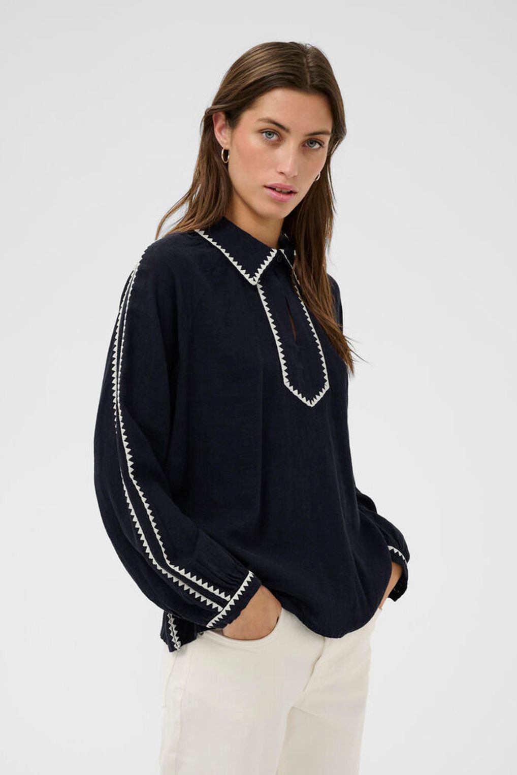 Long sleeve, linen mix Aimy blouse