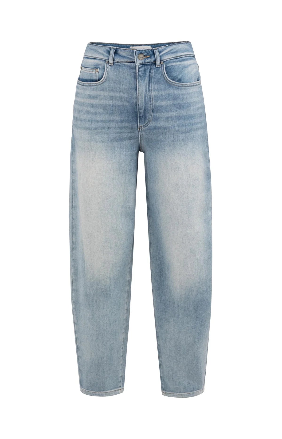 High waist jeans with loose fit and light wash