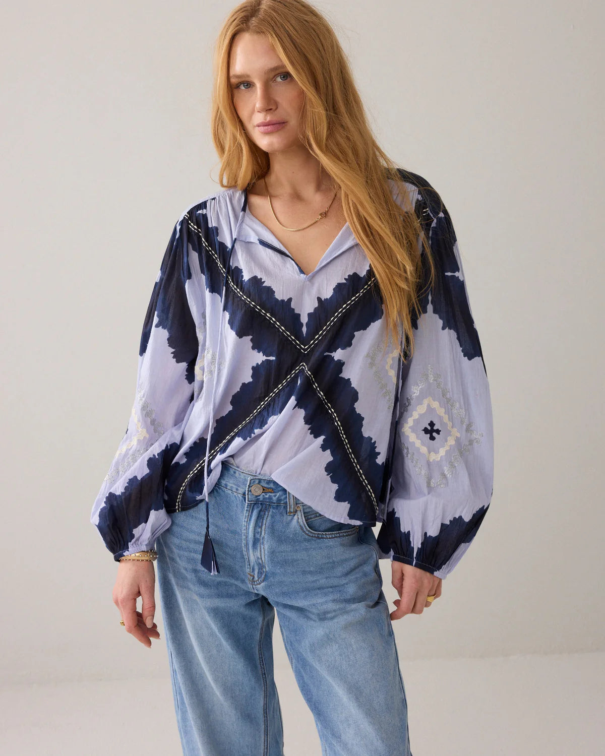 Tie-dye top in cotton voile