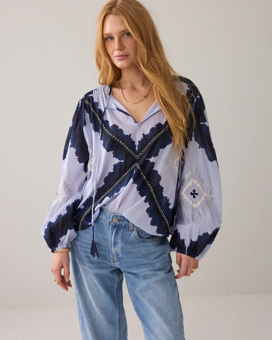 Tie-dye top in cotton voile