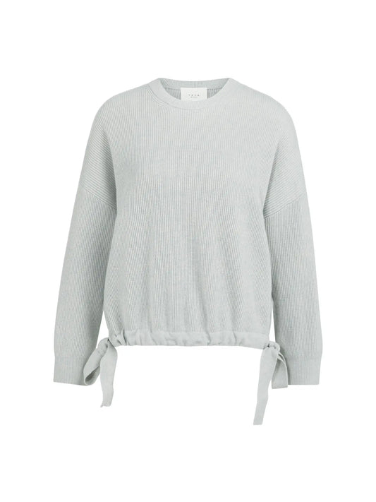 Knitted sweater with tie details at the hem