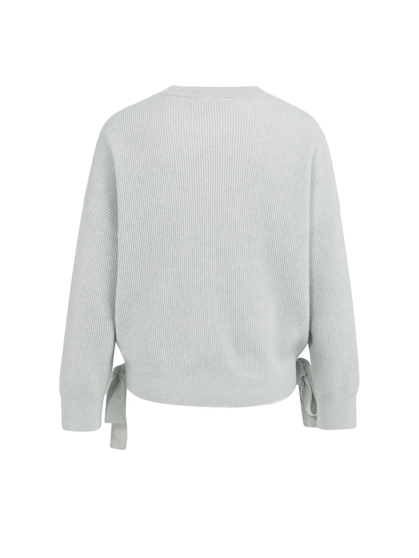 Knitted sweater with tie details at the hem