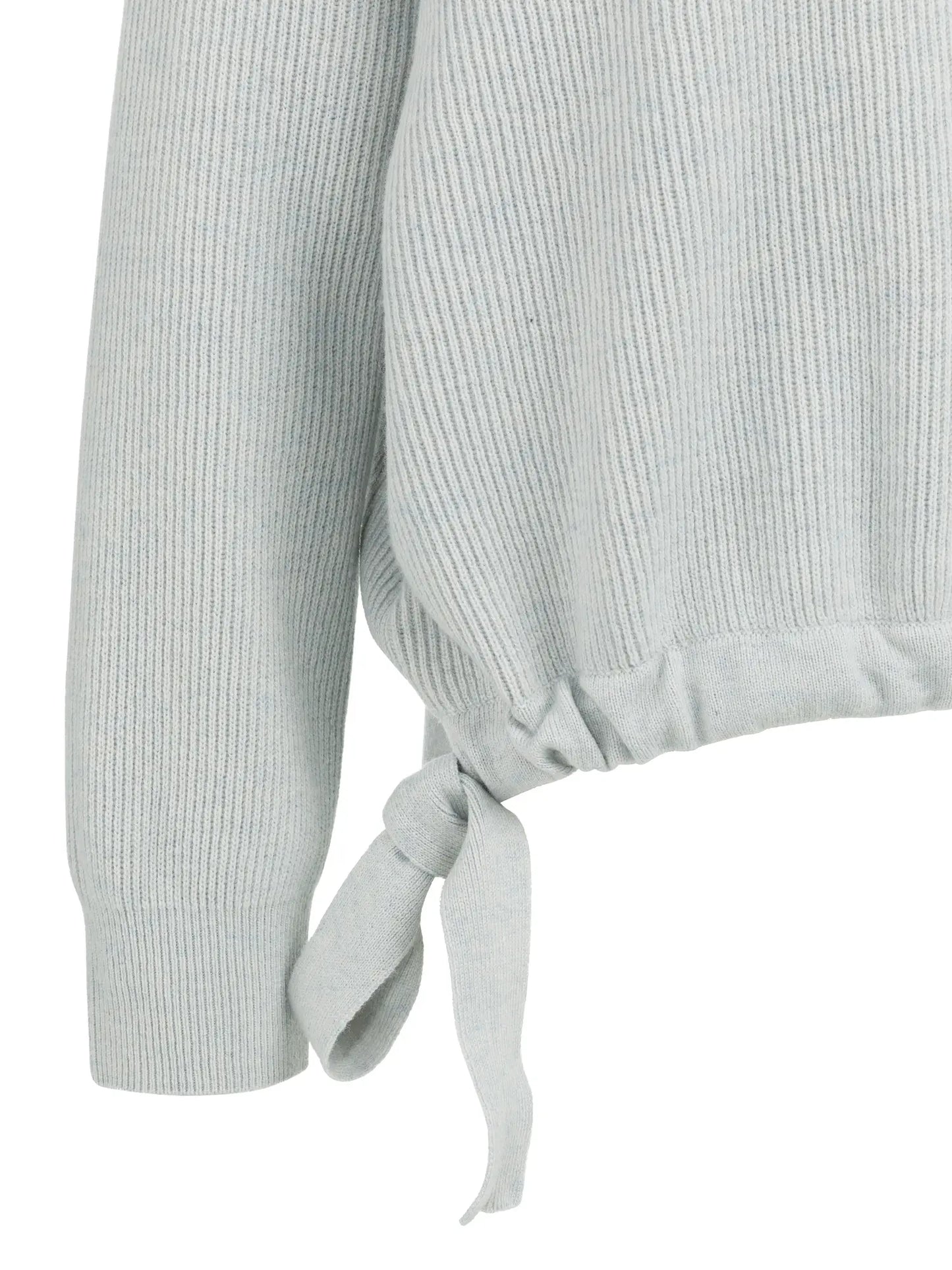 Knitted sweater with tie details at the hem