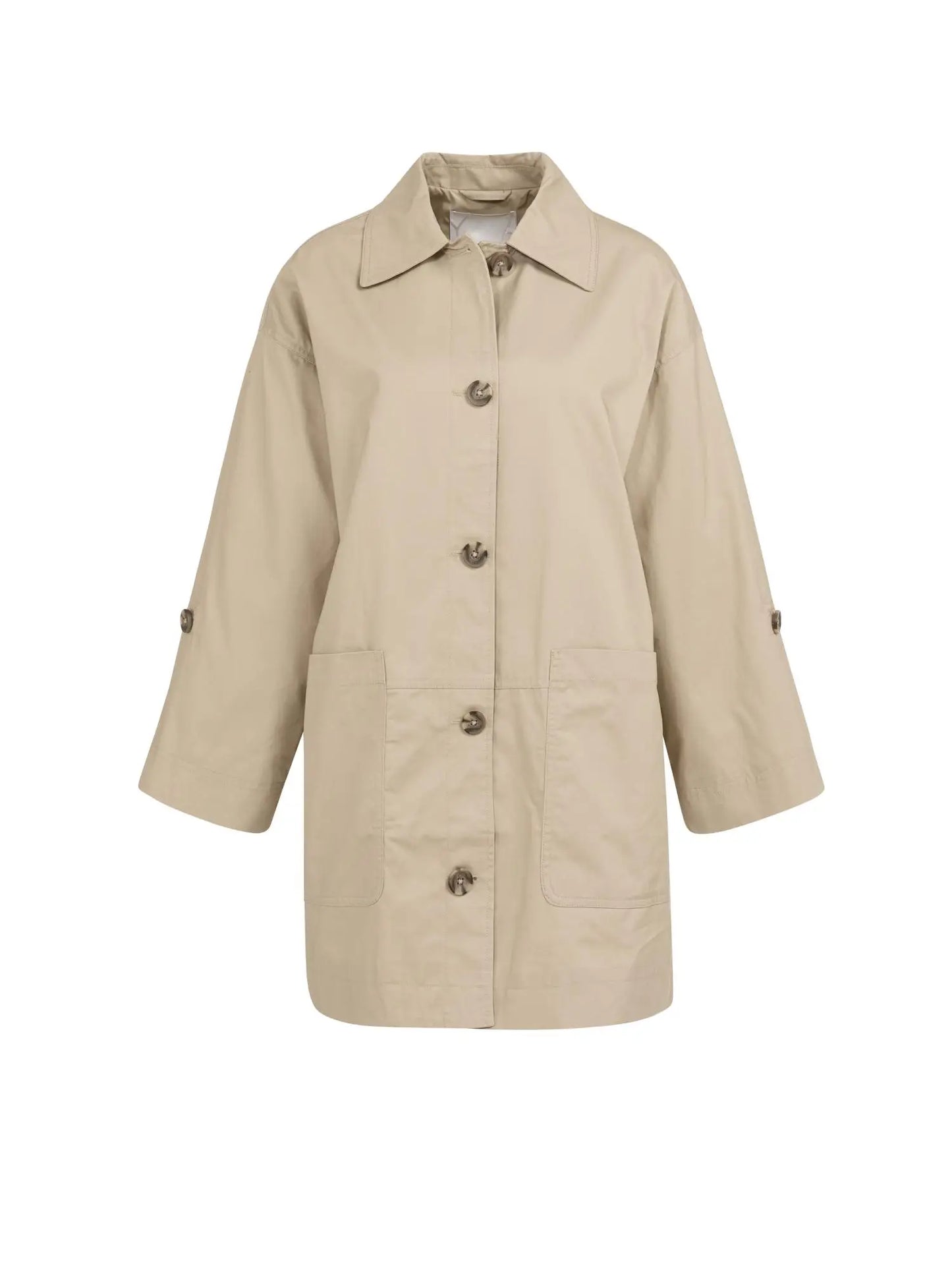 Oversized cotton jacket with buttons and patch pockets