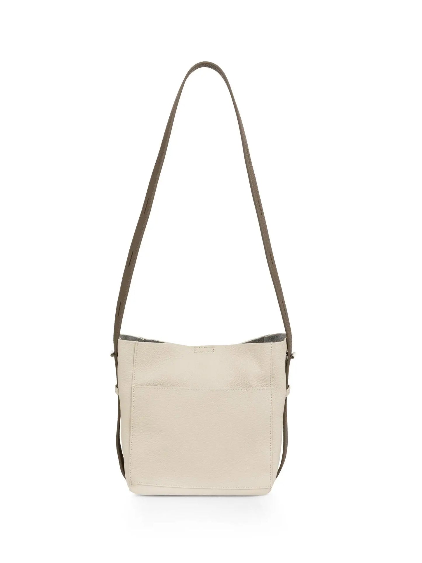 Leather shoulder bag with detachable inner pouch