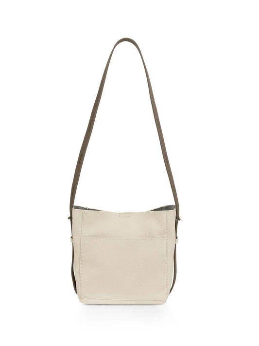 Leather shoulder bag with detachable inner pouch