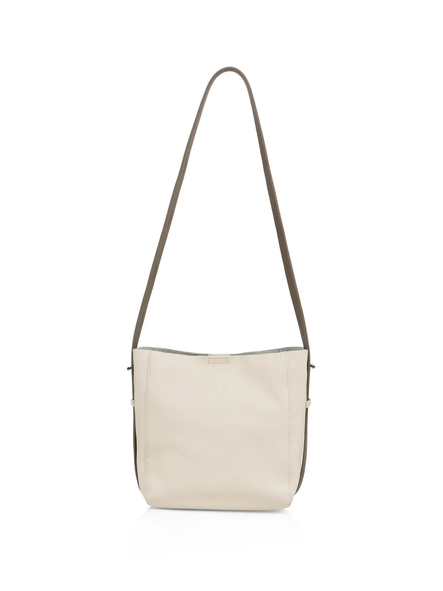 Leather shoulder bag with detachable inner pouch