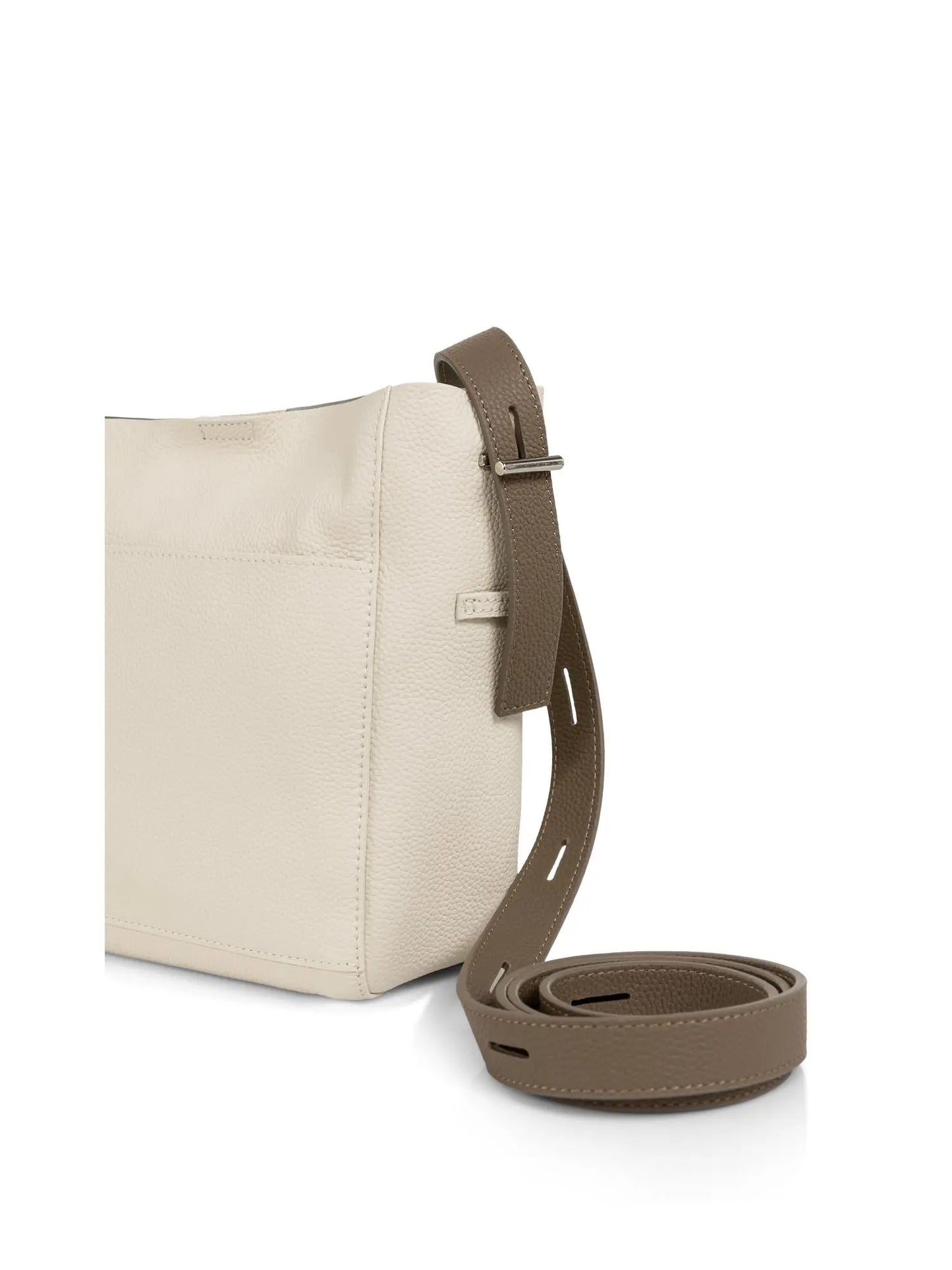 Leather shoulder bag with detachable inner pouch