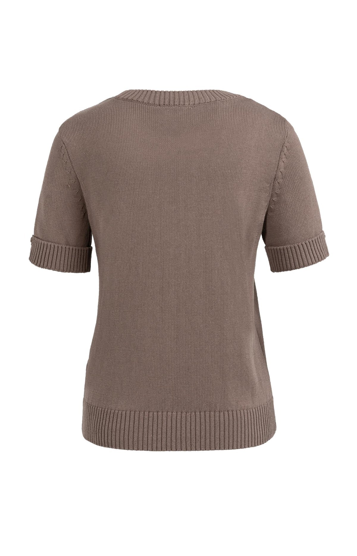 Knitted sweater with rolled-up short sleeves