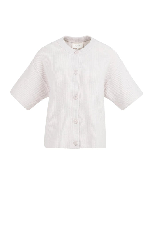 Knitted cardigan with wide short sleeves and buttons