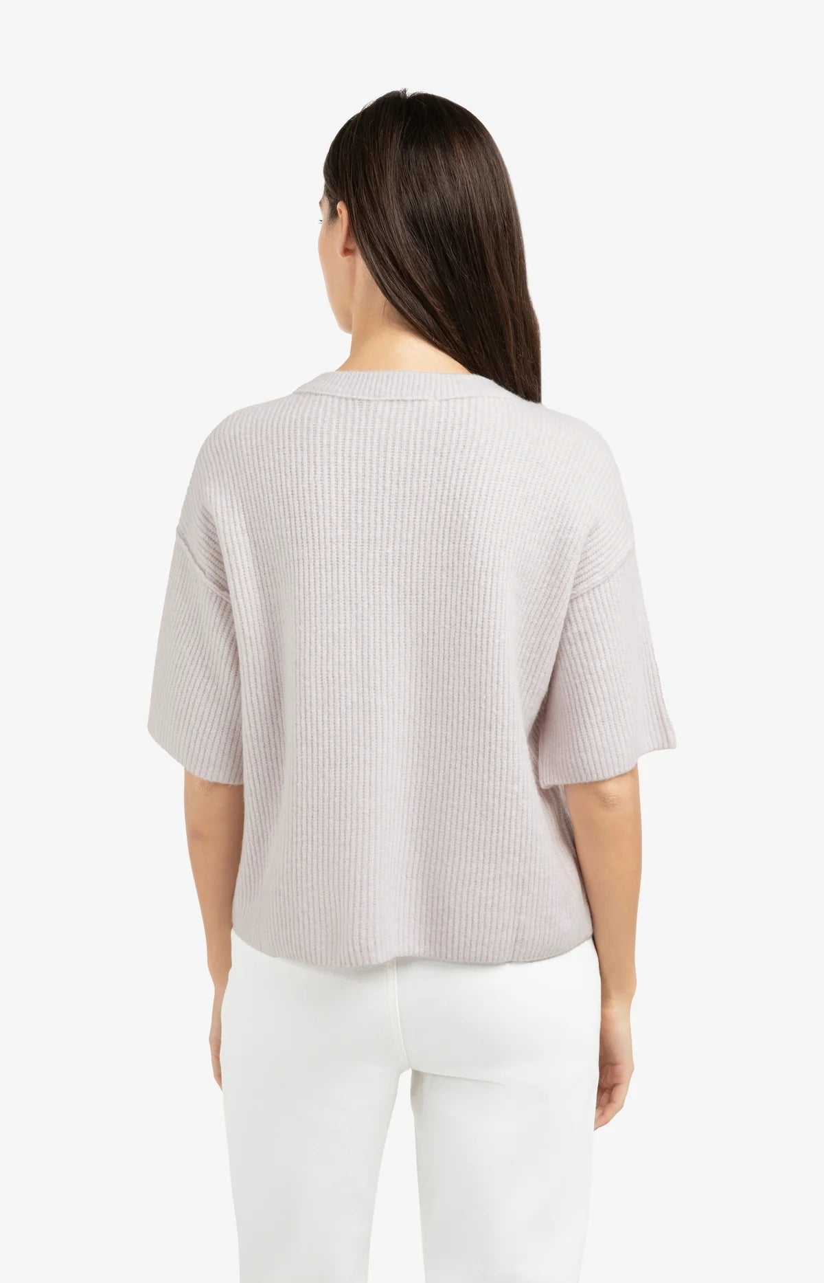 Knitted cardigan with wide short sleeves and buttons