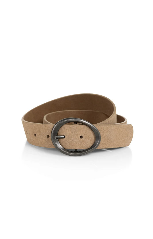 Thin suede belt with metal buckle
