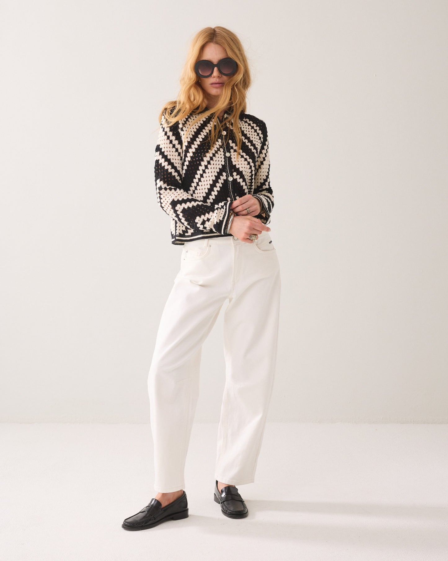 Summum long sleeve crochet knit cardigan