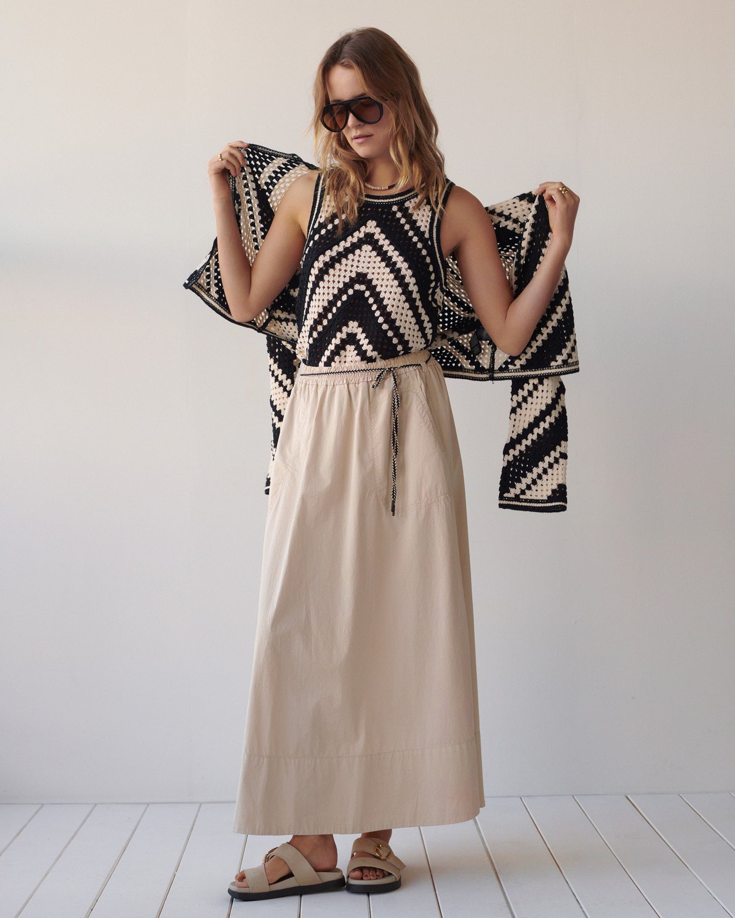 Summum sleeveless crochet knit top